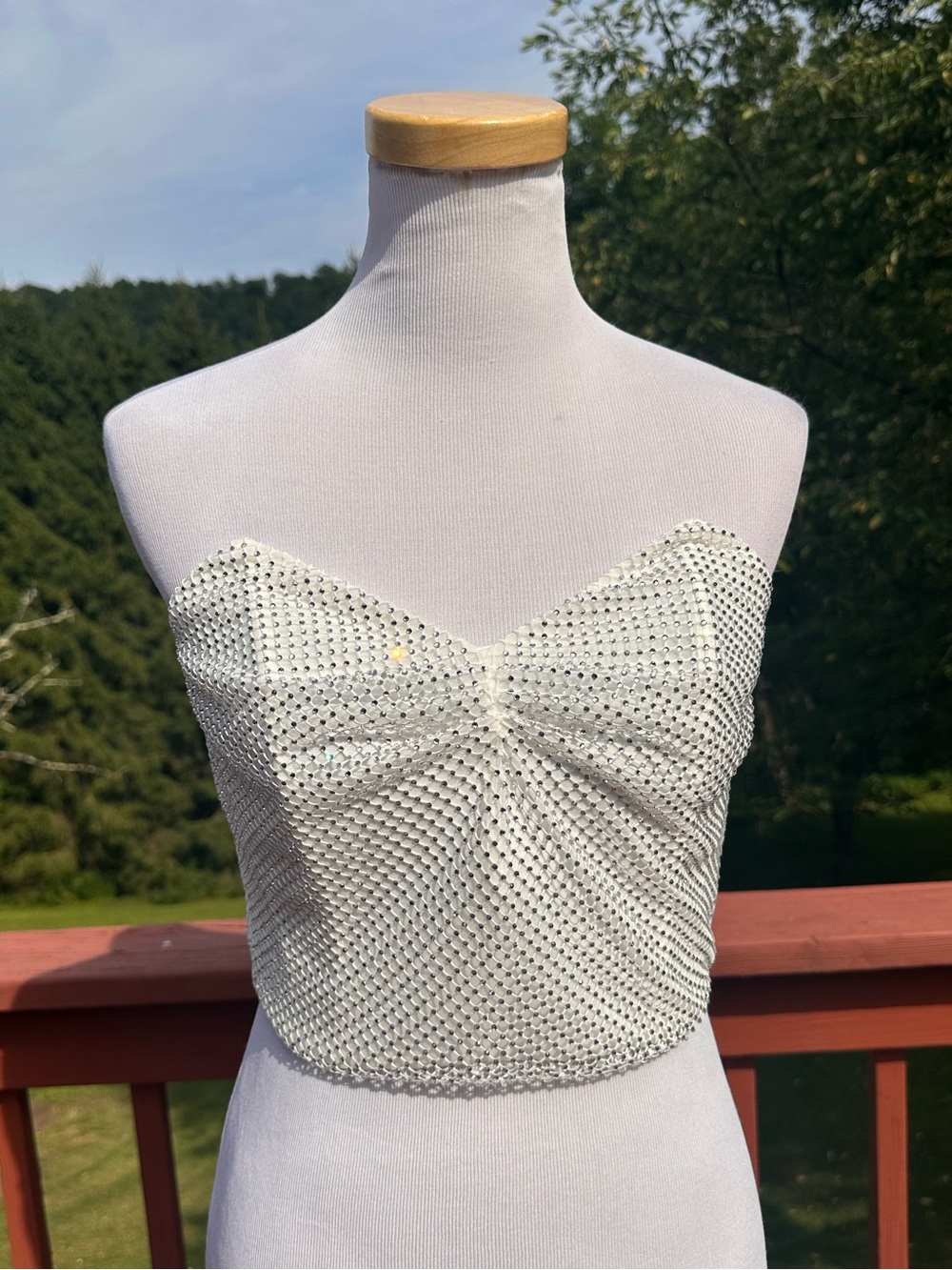 NWOT! 12th Tribe Strapless Rhinestone Crystal Crop Top Corset
